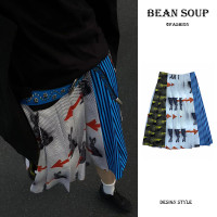 Bean Soup/豆湯 兔子剪影半身裙女夏季高級設計感小眾百搭百褶裙