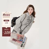 肉完【修狗】美式原創趣味印花連帽運動衫女秋冬2022新款韓繫上衣