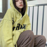 設計感S拉鍊衛衣女秋冬寬鬆潮ins加絨加厚國潮牌oversize小眾外套