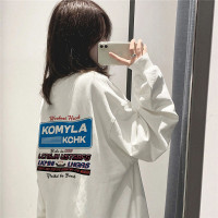 純棉圓領厚棉T女T恤鹽系校服內搭上衣春秋裝ins潮寬鬆通勤甜酷長袖