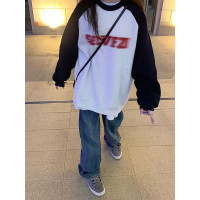 美式復古插肩袖衛衣女春秋款國潮情侶小眾慵懶風加絨港味chic外套