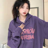 紫色連帽運動衫外套女春秋2023新款爆款設計感小眾高級感超好看上衣