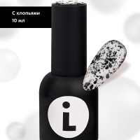 Плотный гель-лак LiANAiL прозрачный с черными вкраплениями Stone MIX с глянцевым отливом и высокой пигментацией для маникюра в минималистичной дизайнерской упаковке, 10 мл