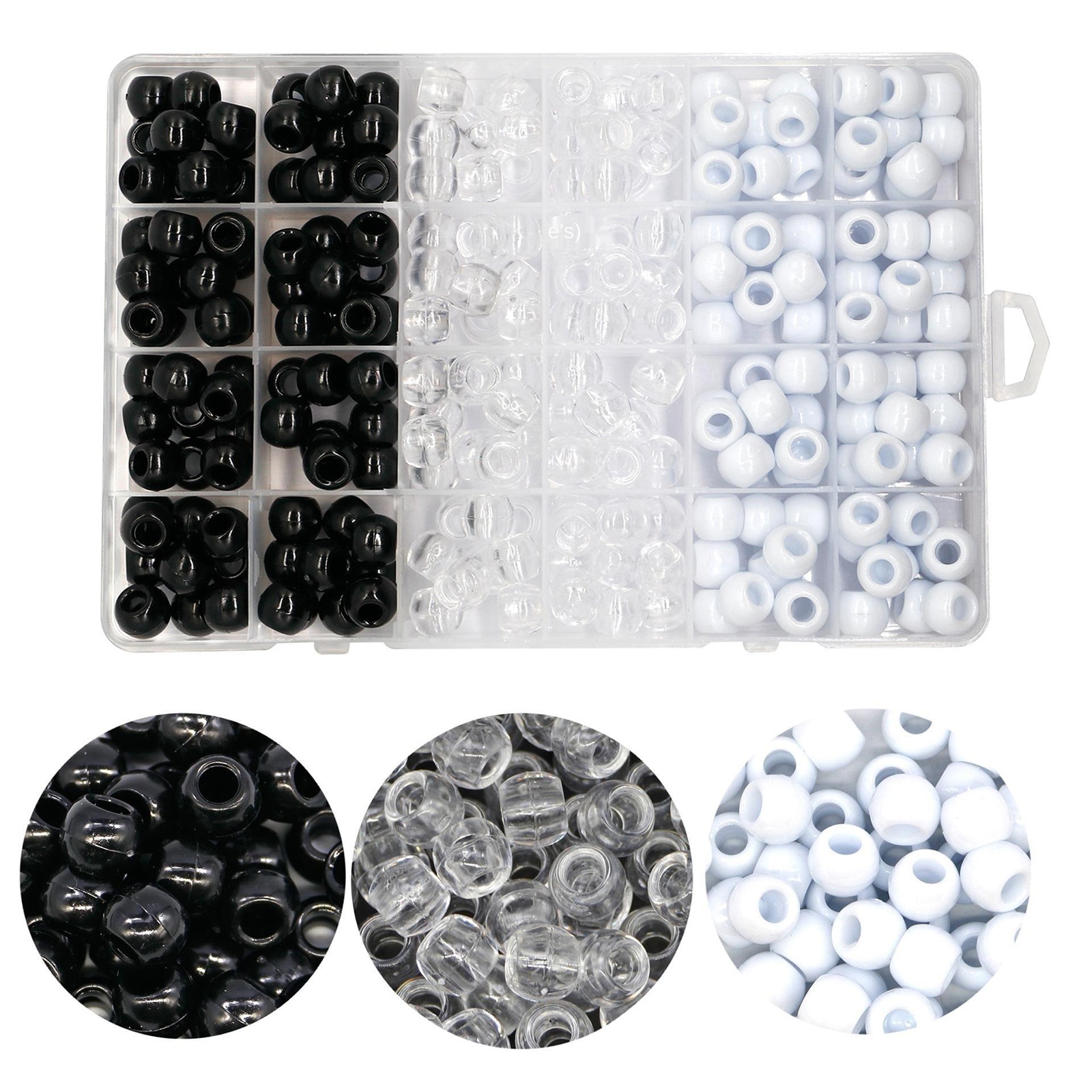 240Pcs Pony Beads Mixed Bulk Hair Braid Beads with Storage Box for DIY Bracelet