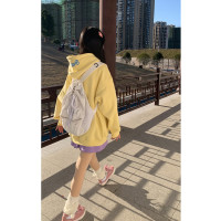 oversize小個子連帽運動衫女學生百搭寬鬆韓版春秋潮牌ins奶繫上衣