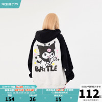 打怪 國潮萌寵印花插肩開衫連帽運動衫外套女秋季美式情侶上衣帽衫