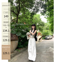 2toyoung有氧降落速乾運動休閒褲女夏薄款褶皺感傘兵褲防曬闊腿褲