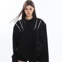 CCUP SAPCE 秋冬新款2023小眾金屬裝飾上衣設計感廓形寬鬆衛衣女