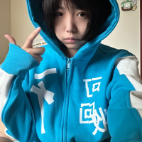 空氣列車 可回收2.0複合加絨面料連帽運動衫拉鍊外套秋冬亞萌感女