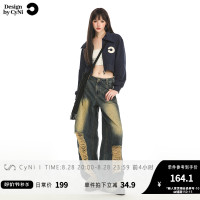 CyNi 「 Cynismo」復古通勤刺繡logo翻領拉鍊開衫厚棉T外套百搭ins