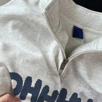 很難不心動~新款小眾純棉寬鬆半拉鍊衛衣秋冬薄款字母美式上衣女