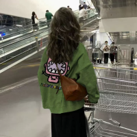 美式chic慵懶風今年流行衛衣2023春秋薄款潮牌oversize長袖上衣女