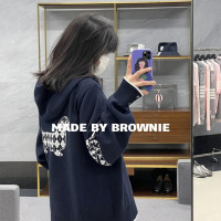 布朗尼定製 23春季新款 TB背後菱格小狗連帽拉鍊衫針織外套情侶潮