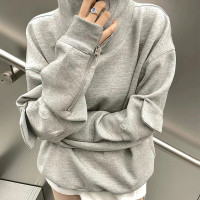 FORSAKEN FSK22AW拉鍊設計灰色寬鬆連帽運動衫cleanfit帽衫vibe風格