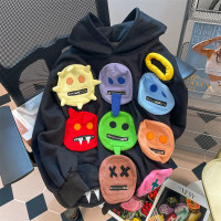美式西海岸hiphop笑臉小惡魔衛衣女秋冬情侶chic港風加絨連帽外套