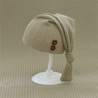 Мягкая приятная для кожи детская шапка для новорожденных шапочка для фотосъемки с пуговицами головные уборы унисекс для мальчиков и девочек головные уборы вязаная шапочка фото реквизит
