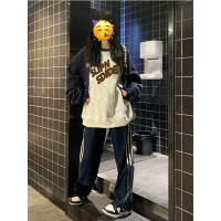 長袖圓領寬鬆ins潮牌插肩袖衛衣女春秋2023新款美式復古無帽上衣