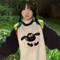 小眾不撞款插肩袖衛衣女春秋長袖薄2023新款歐貨漂亮美式復古上衣