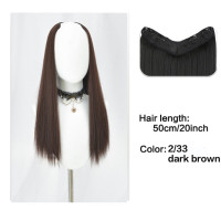 BUQI 22 дюйма Длинные Синтетические длинные прямые волосы 4 клипсы для наращивания волос u-образный парик черный натуральный парик для женщин