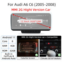 Система для автомобиля Nunoo, Android 12, для Audi A6 C6 4F 2005-2011, GPS навигация, мультимедийная стерео система, 8 + 128 ГБ ОЗУ, Wi-Fi, Google CarPlay
