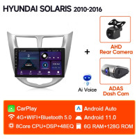 Автомагнитола JIUYIN, 2 Din, Android, 4G, GPS, для Hyundai Solaris 1 Accent 2010-2016