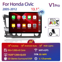 Автомагнитола 2 Din для Honda Civic 8 2005-2012, мультимедийный видеоплеер, 13 дюймов, Carplay, навигация, GPS, 2 Din, 4G, Wi-Fi, DSP