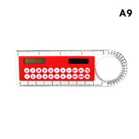 Многофункциональная линейка 3 в 1 с калькулятором на солнечной батарее, угловая линейка длиной 10 см, линейка для карт, школьные и офисные принадлежности для студентов, ролики на солнечной батарее