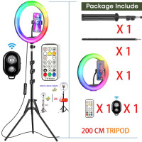 Кольцевой светильник для селфи, с дистанционным управлением, со штативом, 26 см