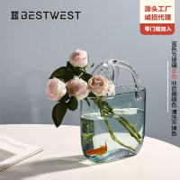 Best west 创意北欧ins风水培包包花瓶 客厅家居透明玻璃鱼缸摆件