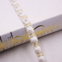 1 ярдов белый жемчуг с бисером кружева кружевные ленты с отделкой Лента ткань лента с бисером бахрома ручной работы Швейные материалы аксессуары для одежды