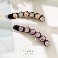 【48小时发货】气质韩国一字夹子头饰网红ins珍珠香蕉夹竖夹马尾