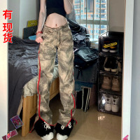 歐美式復古hiphop迷彩工裝褲子女夏季辣妹高街vibe風休閒堆堆長褲