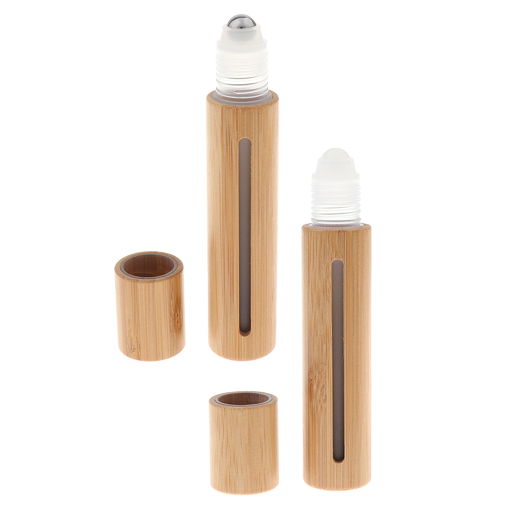 15 ml Roller Balls for Essential Oils - Small Empty Bamboo Roller Bottles Stainless Steel Ball