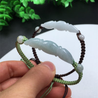 翡翠A货冰种莲藕手链 缅甸玉DIY手工编织玉手链饰品首饰厂家批发