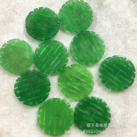 缅甸翡翠干青喜字圆双喜牌子 DIY饰品配饰玉石纽扣挂件耳坠批发