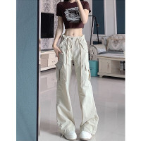 美式復古降落傘休閒工作服褲女夏季薄款高腰小個子速乾直筒闊腿長褲