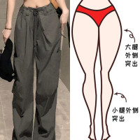 梨形身材休閒工作服褲女直筒高腰夏季大尺碼胖mm設計感顯瘦寬鬆闊腿褲