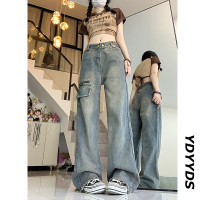 美式復古褲子設計感高級感vintage多口袋工裝牛仔褲微喇叭直筒褲