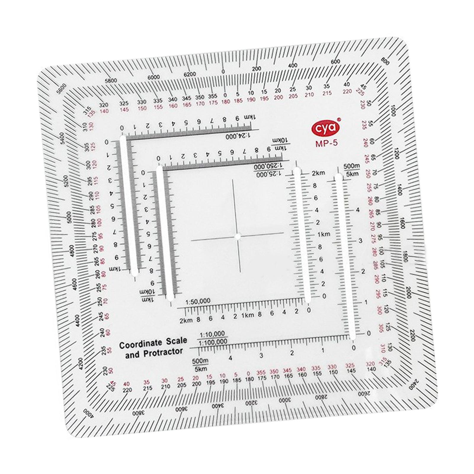 Land Navigation Protractor Map Protractor Coordinate Scale for Camping