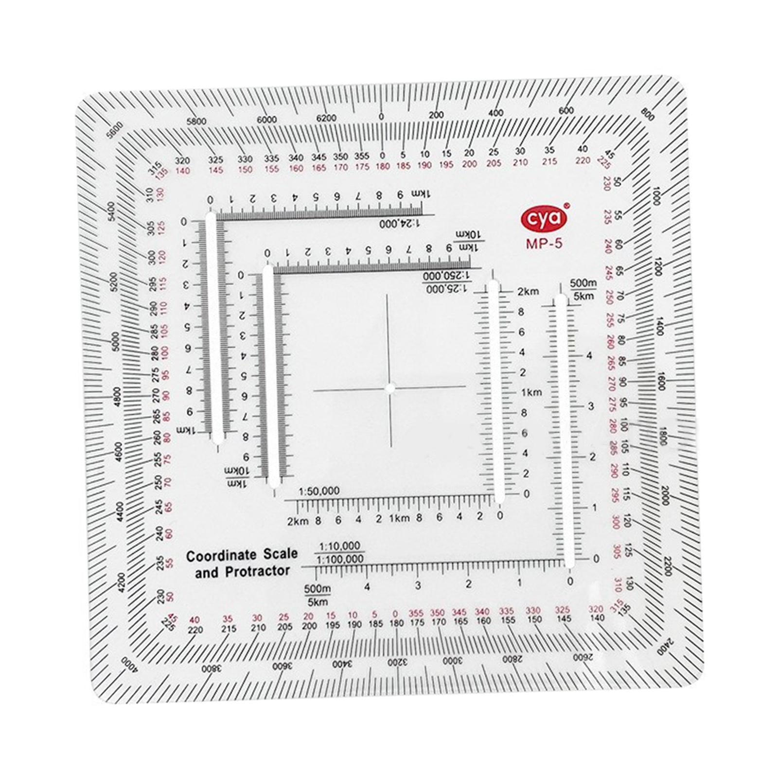 Land Navigation Protractor Map Protractor Coordinate Scale for Camping