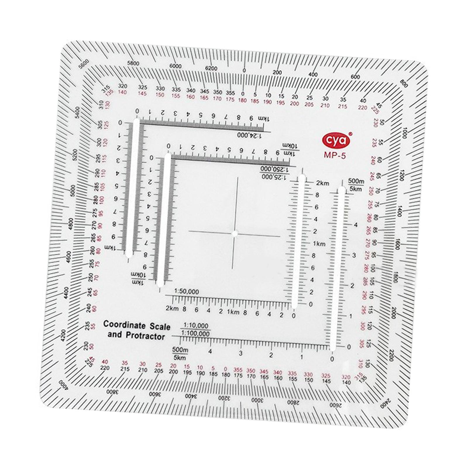 Land Navigation Protractor Map Protractor Coordinate Scale for Camping