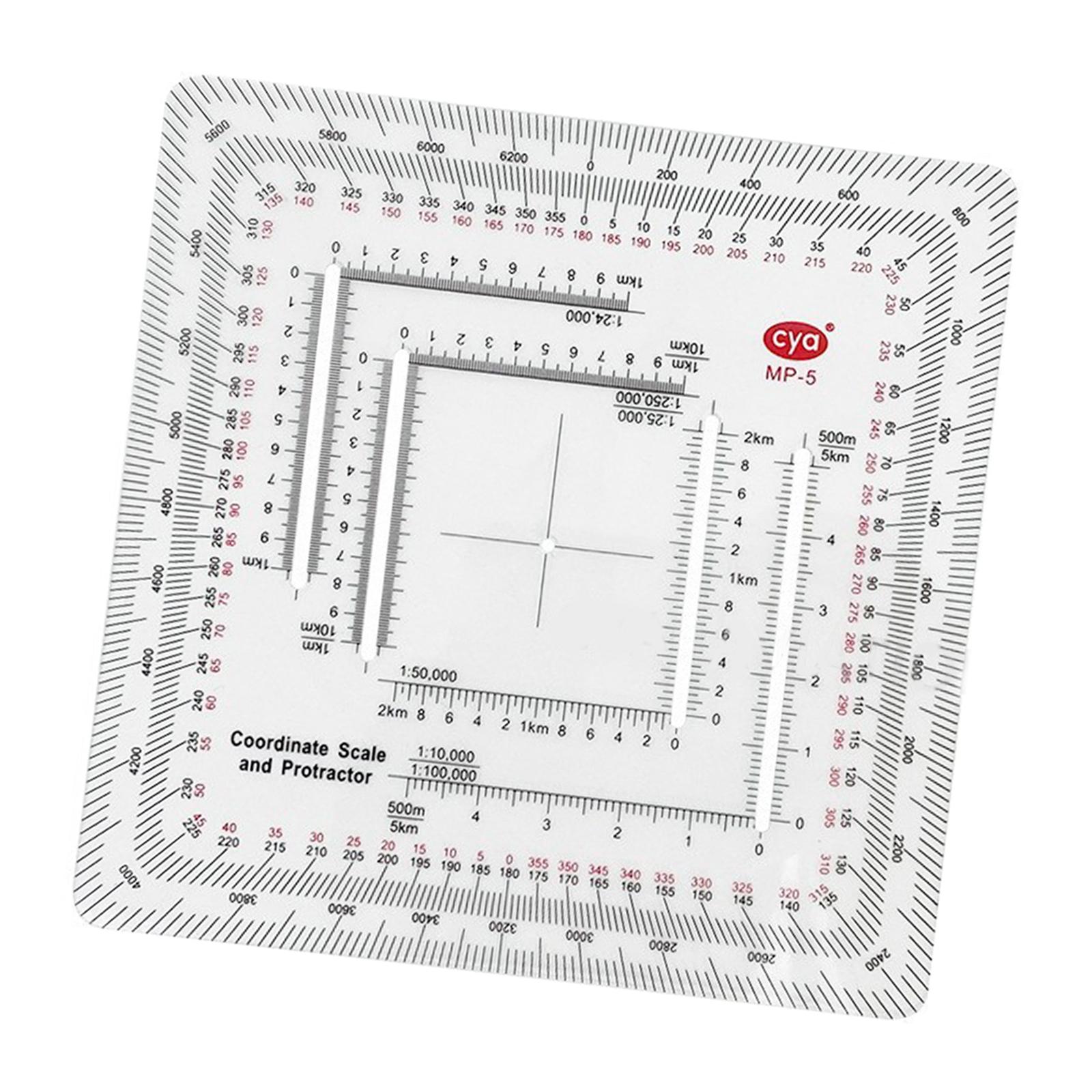 Land Navigation Protractor Map Protractor Coordinate Scale for Camping