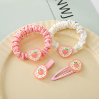 粉色蜜桃爱心头绳发夹女甜美可爱皮筋小夹子桃子小肠发圈少女发饰