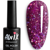 Awix, Гель лак Classic №510, 10 мл блестящий пурпурный, классический однослойный
