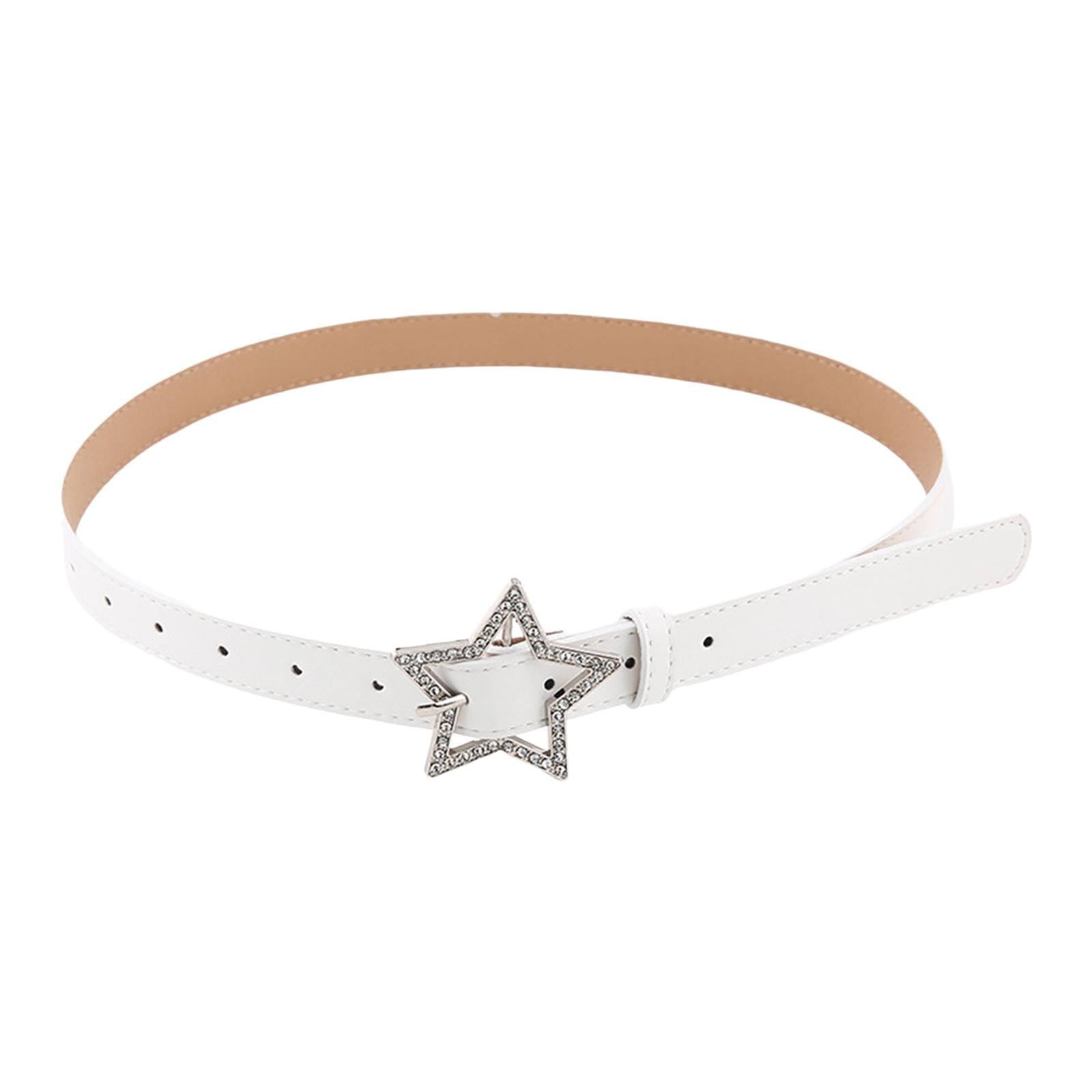 PU Leather Belt Waistband Women Star Rhinestone for Party Dress Rock