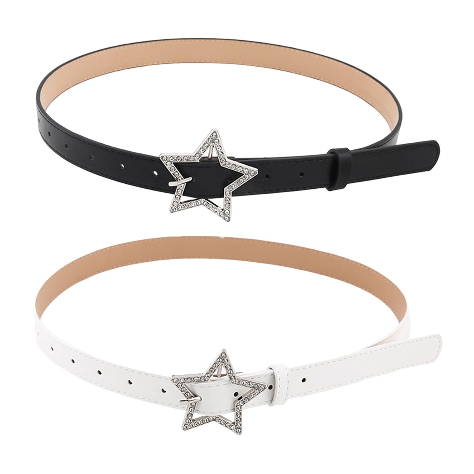 PU Leather Belt Waistband Women Star Rhinestone for Party Dress Rock