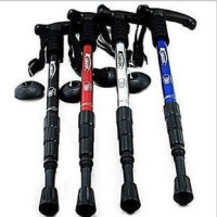 6061鋁合金四節登山杖 彎柄登山手杖 老人柺杖