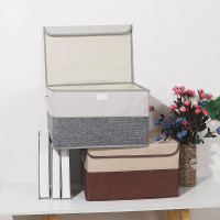 加厚收纳箱厂家直销韩式可折叠衣物整理箱优质棉麻带盖收纳盒现货