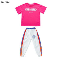 Футболка для мальчиков в стиле хип-хоп, фиолетовые спортивные штаны для уличных танцев, кроп-топ для девочек, джоггеры, Детская уличная одежда, комплект одежды для детей, костюм для джазовой сцены