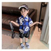 Новинка 2023, Детский костюм, рубашка с коротким рукавом и шорты для подростков, летняя одежда с мультяшным принтом панды, модная одежда для мальчиков